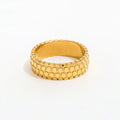 18K Gold Plated Non Tarnish & Waterproof Honeycomb Band Stainless Steel Ring for Women Fashion Jewelry