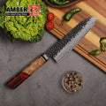 Wholesale 7 Inch High Carbon VG10 Damascus Knife 67 Layers Damascus Steel Japanese Santoku Chef Knife Maple Wood Resin Handle
