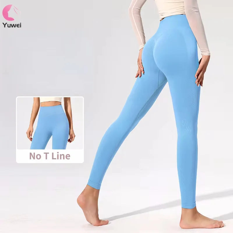 High Waisted Women's Workout Leggings Scrunch Tummy Control and Butt Lifting Gym Fitness Pants Solid Style Yoga Leggings