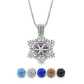 Christmas Gift Snowflake Silver Plated Crystal Ball Small Cage Snowflake Pendant Necklace
