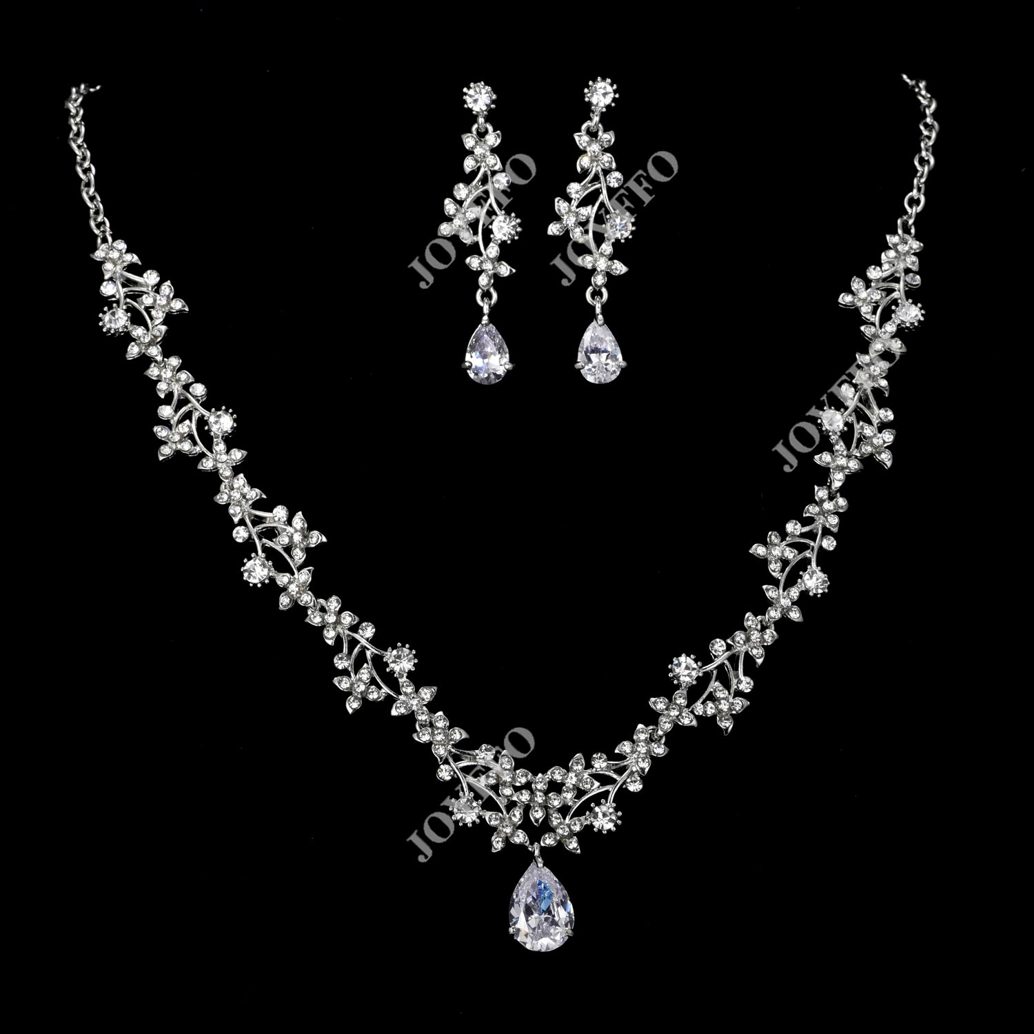 2020 Wholesale Rhinestone Necklace Earrings Diamond Jewelry Cubic Zirconia Necklace Wedding Jewelry Bridal Set Accessories