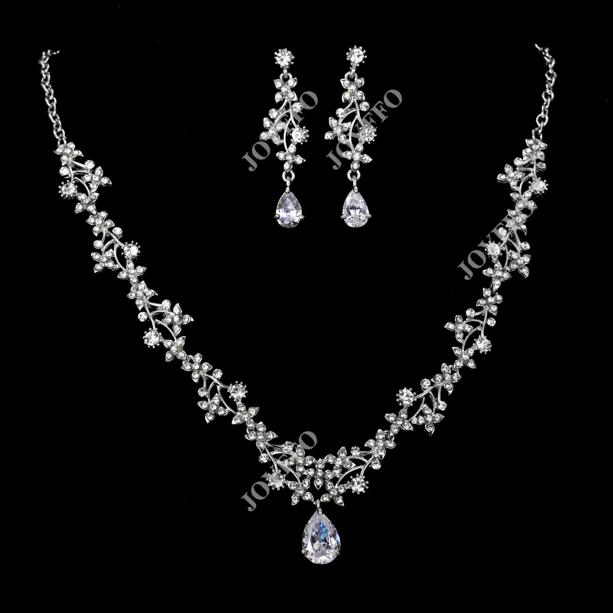 2020 Wholesale Rhinestone Necklace Earrings Diamond Jewelry Cubic Zirconia Necklace Wedding Jewelry Bridal Set Accessories MegaBDM