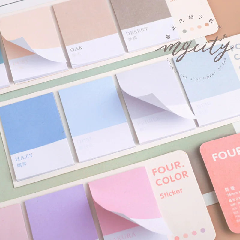 80Sheets/pack Kawaii Sticky Notes Four Colors Sticker Red Pink Blue Green Yellow Cute Memo Pad Diary Notepad School Stationery