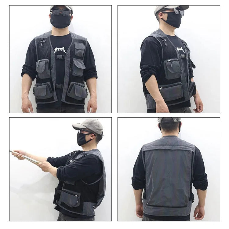 Multi-functional Outdoor Fishing Reflective Vest Multi-pocket Breathable Comfort Mesh Vest
