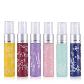 In Stock 10ml Macaron Printing Flower Glass Spray Bottle With Silver/gold Spray for Cosmetics Perfume