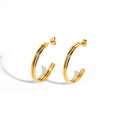 Classic Designs Non-Tarnish 18K Stainless Steel PVD Gold Plated CC Geometric Shape Hoop Earrings High Polish Jewelry Set