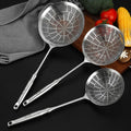 Professional Kitchen Stainless Steel Skimmer Spoon Comfortable Grip Handle Slotted Strainer Convenient Use Colander Metal