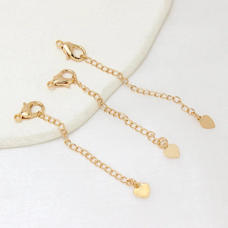 Wholesale Brass Gold Plated DIY Lobster Clasp Plus Heart Extension Chain Jewelry Manufacturing Supplier