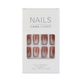 Hot Selling Medium Flame Plaid Fake Nails Almond Cute Press on Nails Bulk