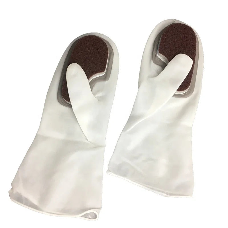 New Hand PVC Gloves with Exchangable Emery Sponge Pad for Bbq or Kitchen Cleaning