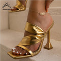 Plus Size Summer Fashion Slip on Thin Heels Slides Women Slides Shoes Party New Sexy Toe High Heel Slippers Sandals