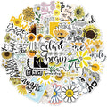 50PCS Daisy Motivational Chrysanthemum Plant Vinyl Letter Words Inspirational Kawaii Bottles Luggage Laptop Flower Stickers