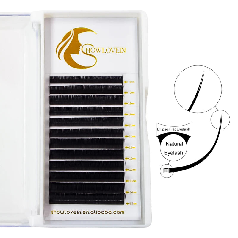 Wholesale Professional Ellipse Flat Lashes Double Tip Split Flat Eyelash Extensions Split Tip Lashes