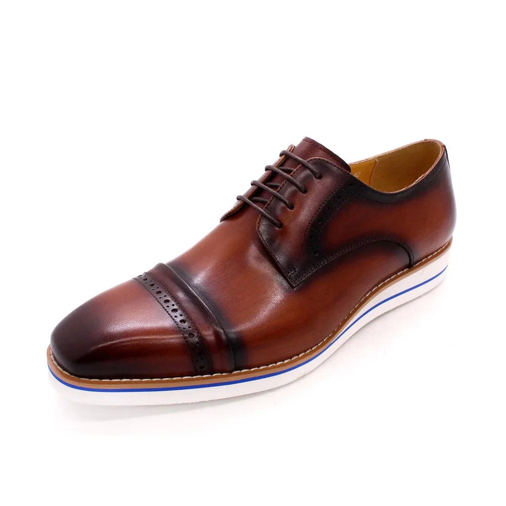 Classic Lace-up Men's Dress Leather Shoes Handmade Genuine Leather Foe Business
