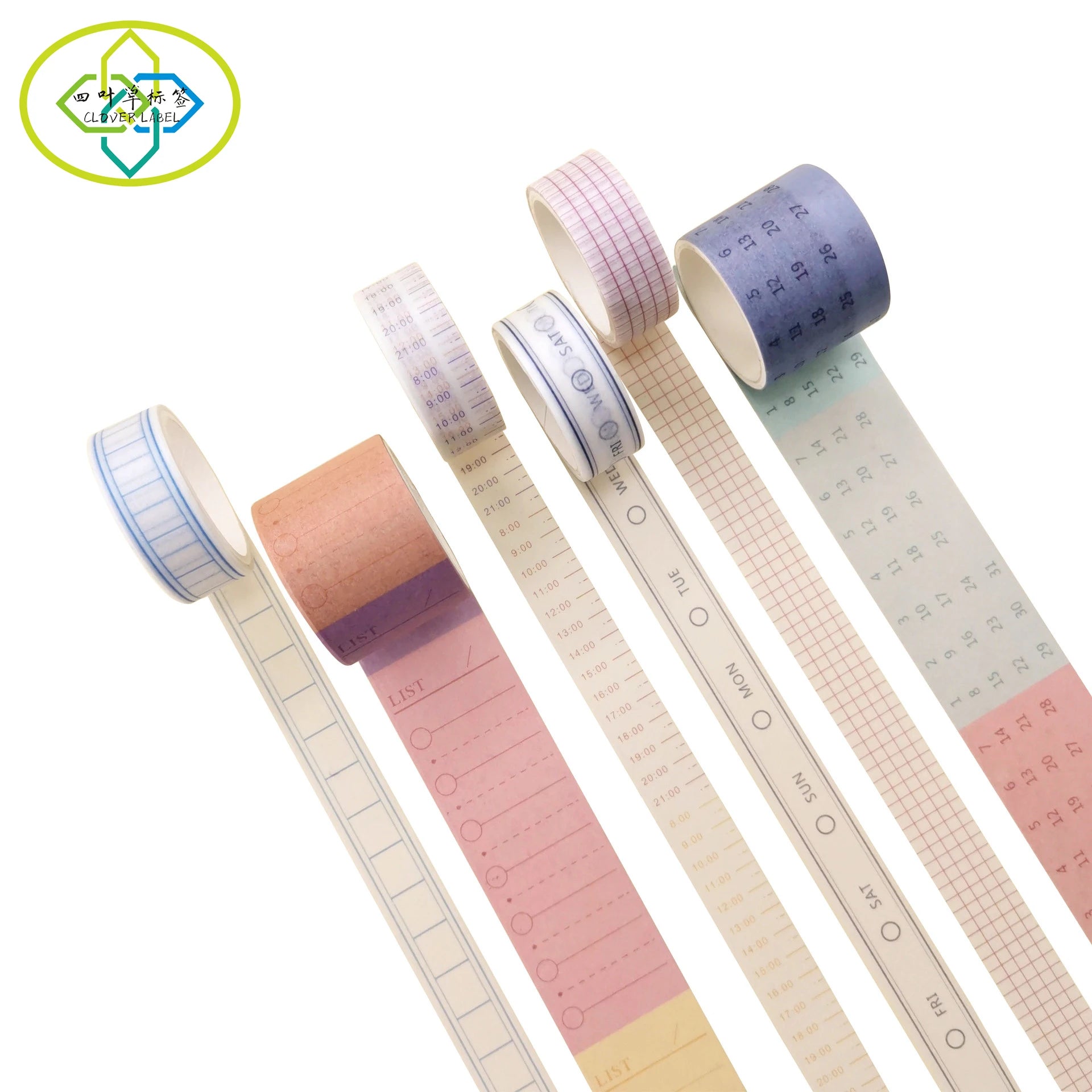Custom Print Decorative Masking Washi Paper Tape Set Adhesive Journal Planner Masking Washi Tapes