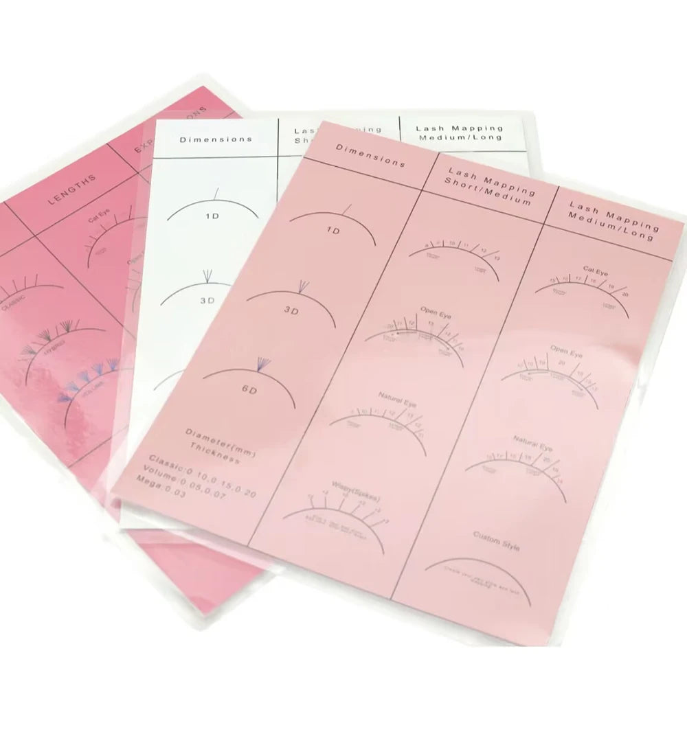 Custom logo for Lash Practice Sponges Chart Eyelash Extensions Lash Mapping Chart Eyelashes Extension Guide Mapping Chart