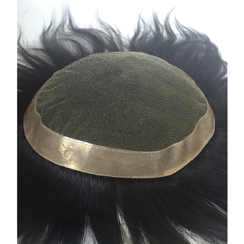 YL swiss Lace  French Lace MONO with NPU Around  Australia  Toupee for Men  Hair Piece
