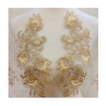 New Embroidery Beaded Flower Pair Polyester  DIY Accessories Bridal Wedding Dress Applique Patches