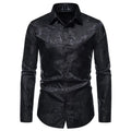 Autumn Black Rose Print Mens Shirts Luxury Long Sleeve Floral Paisley Silk Business Party Wedding Shirt Men Clothing