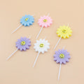 New Design Colorful Art Daisy Shaped Birthday Cake Candles With Holders