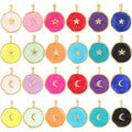 Dangle Star Moon Enamel Charm Pink Orange Turquoise Red Pendant Oil DroppedGold Plated ColourNecklace Bracelet Pendant K02