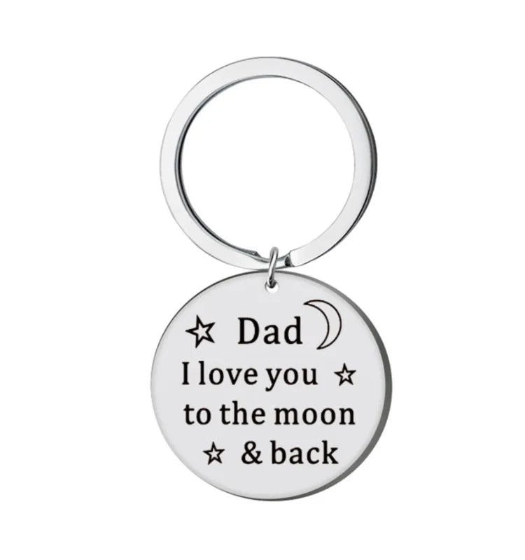 Silver Black Dad Mom I Love You to the Moon and Back Keychain Keyring Father Mother Day Gift Key Chain