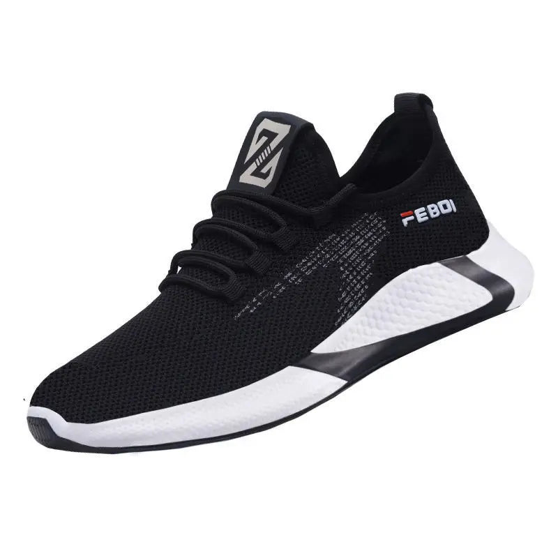 Men's Flyweaving Round Toe Breathable Sneakers Running Stretch Men's Casual Shoes Outdoor Comfortable Men's Walking Shoes