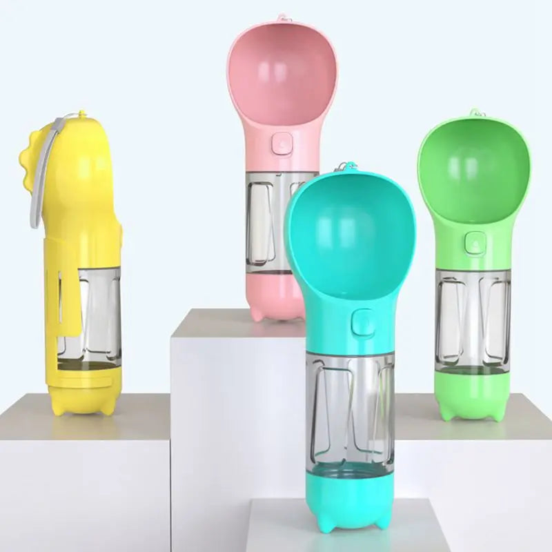 Portable Drinking Feeder Dispenser Pet Travel Outdoor Portable Drinker 4 in 1 Dog Water Bottle With Poop Bag Box