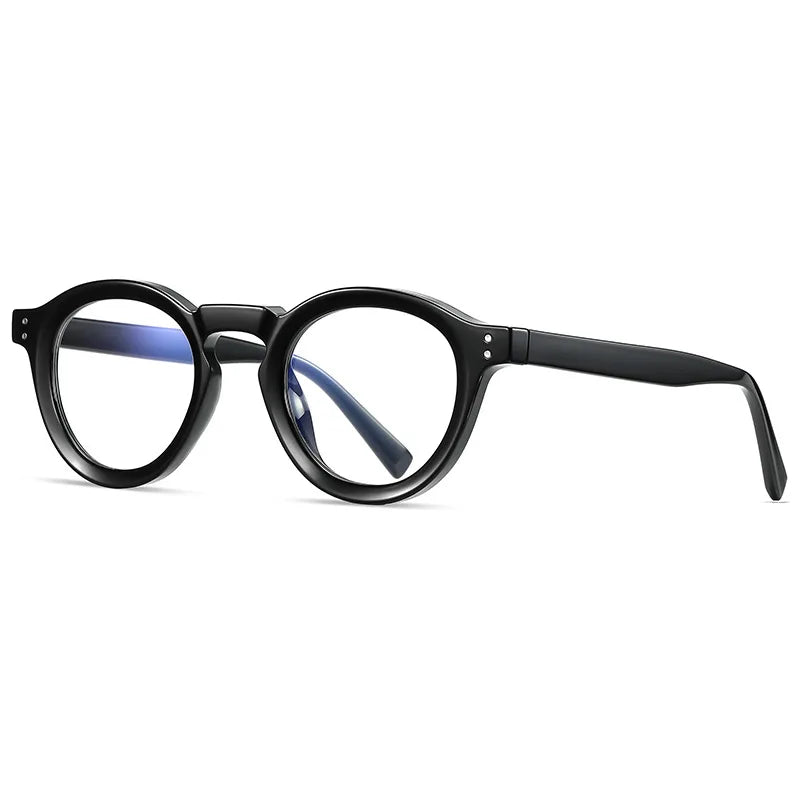 TR90 Vintage Eyeglasses Frame Retro Black Thick Insert CP Plate Decorative Glasses Case