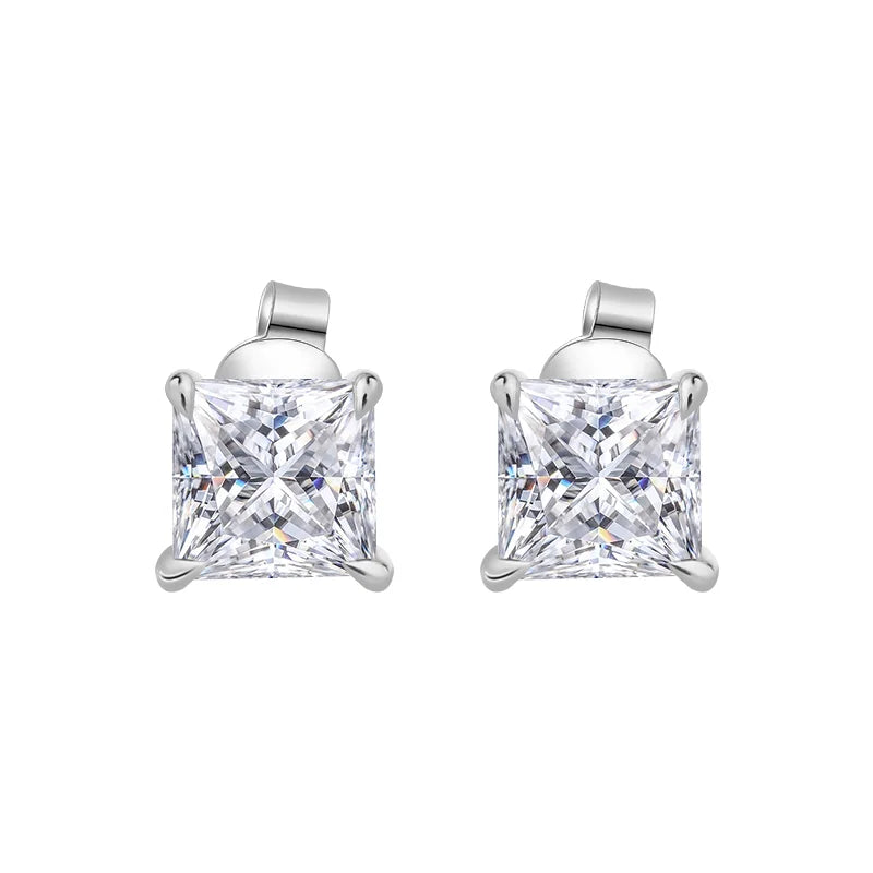 14k Gold Diamond Earrings 5mm Princess Cut DEF VS VVS Lab Made Diamond Stud Earrings for Women