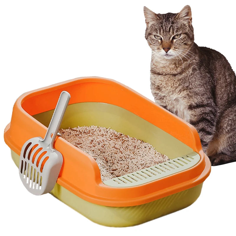 Manufacturer Wholesale Large Custom Cat Litter Box Semi-Enclosed Splash Protection PP Material For Cats