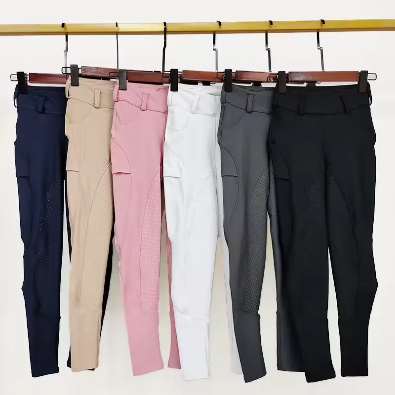 2024 New Style Children Equestrian Sport Tights Full Silicone Anti Pilling Breeches Close Fitting Colorfast Trousers