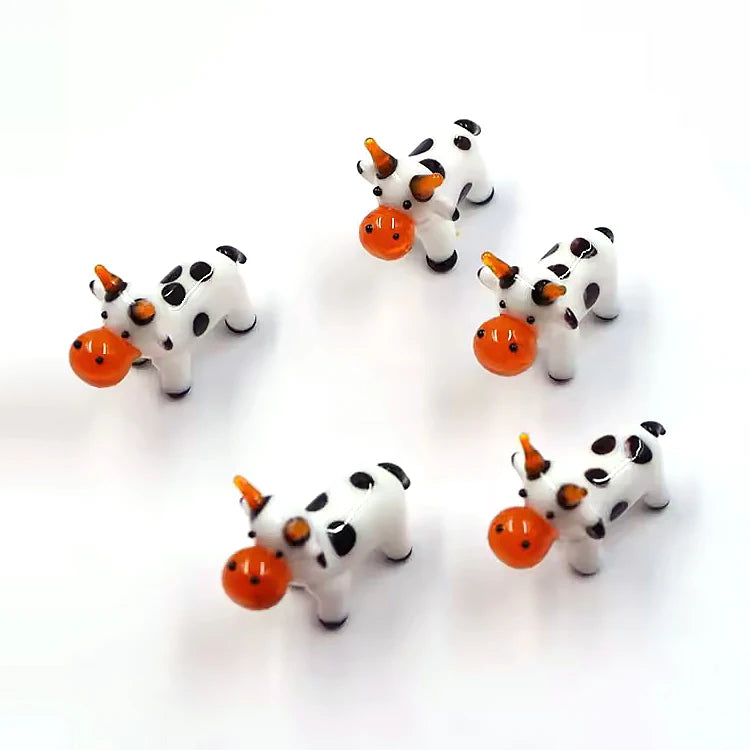 Ready to Ship Miniature Small Murano Lampwork  Glass Animal Cow Figurine