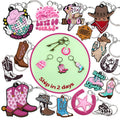New Trend Designer Custom One Piece Cowboy Western Style Keychain Set Stainless Steel PVC Accessories Trendy Boot Hat Charms for
