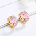 Buy Jewelry in Bulk 18 Karat Gold Over Brass Elegant Factory Direct Jewellery One Stone Simple Basic Huggie Earrings for Women