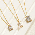 Gold Plated Waterproof Pendant Jewelry Stainless Steel 18K Gold Necklace Rectangle Cubic Zircon Pendant Necklace for Women