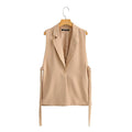 Summer New Elegant OL Style Vest in the Long Section Fashion Retro Simple Sleeveless Suit Casual Vest  WAISTCOAT