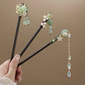 Vintage Chinese Ancient Wooden Hairpin Hair Sticks Hairpin Cheongsam Hanfu Tassels Headdress Hair Chopsticks for Female