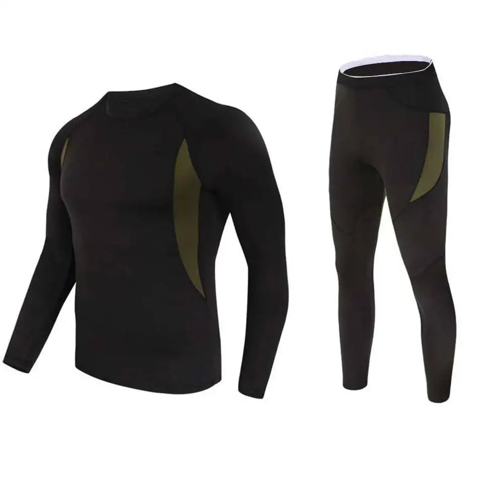 Autumn Winter Combat Men's Long Johns Tactical Thermal Underwear Polyester Spandex 2 Piece Sets for Outdoor Sports