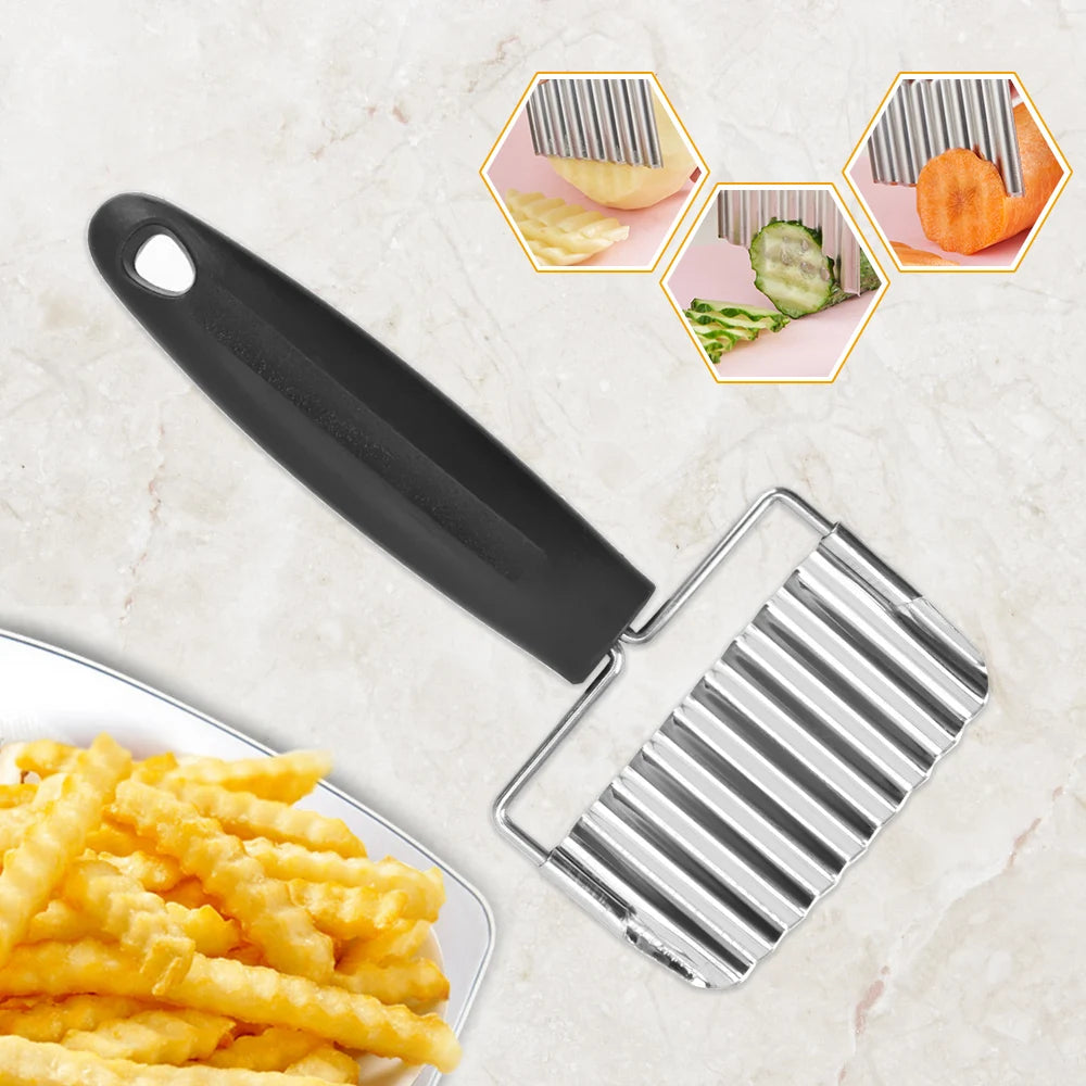 Stainless Steel Vegetable Cutter Slicer Manual Potato Cutter French Fry Cutter Creative Potato Knife for Kitchen Gadget