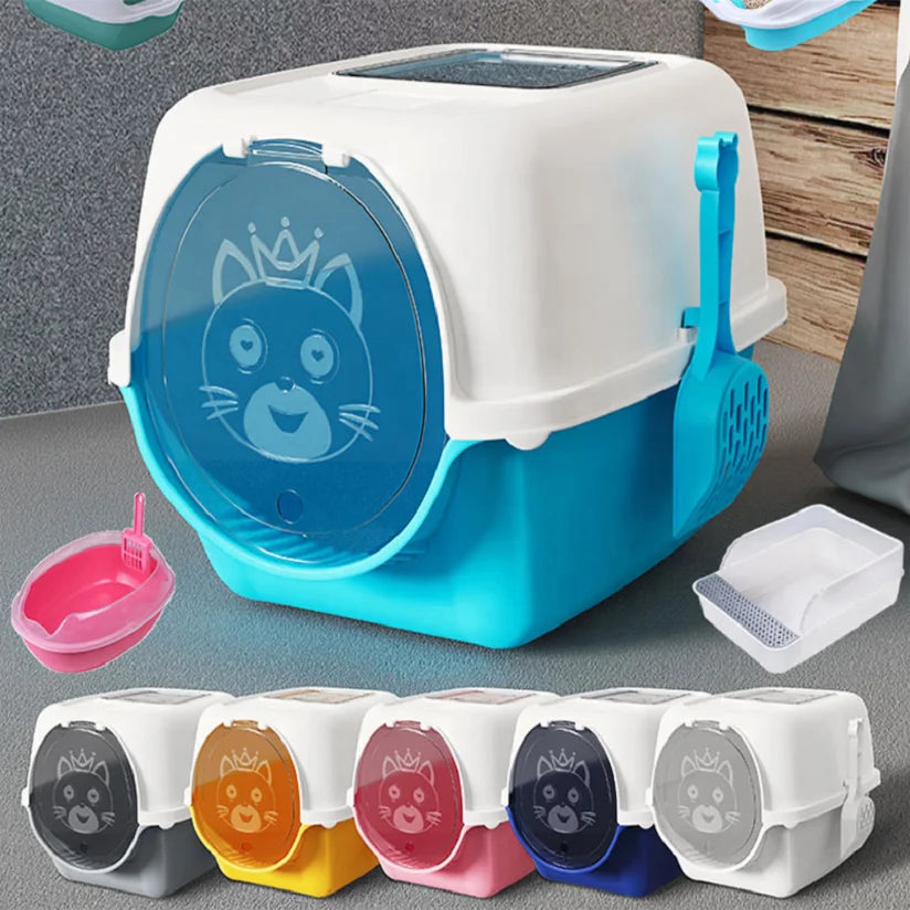 Drop Shipping Hot Selling Fully Enclosed Cat Toilet Cat Litter Box Large Anti-splash with Sand and Sand Feces Box Cat Supplies