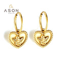 Ason New Jewelry Fashion Wholesale Exquisite Stainless Steel Earrings 18K Gold Plated Heart Angel Pattern Earrings for Women