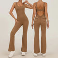 Women Sports Jumpsuit Training Flare Leg Jumpsuit Fitness Rompers Stretch Workout Bodysuits