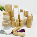 Cosmetic Packaging Set Frosted Skin Care 30ml 50ml 100ml Dropper Bottles and Bamboo Jars with Bamboo Lid Series