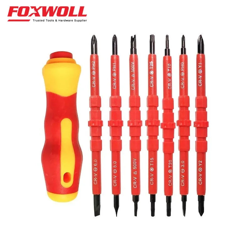 8 in 1 Multi-Functional Insulated Screwdriver Set Dual Head Removable Magnetic Bits