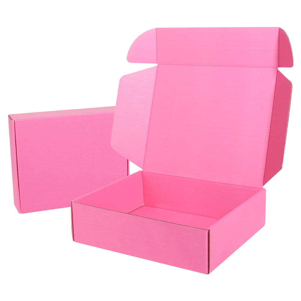 Custom Pink Corrugated Shipping Box Small Gift Mailer with Embossing Printing Cardboard Paper Packaging Boxes
