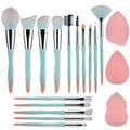 Customizable Pink Blue Gradient Beauty Sponge Natural Synthetic Eye Shadow Foundation Professional Makeup Set Aluminum Ferrule