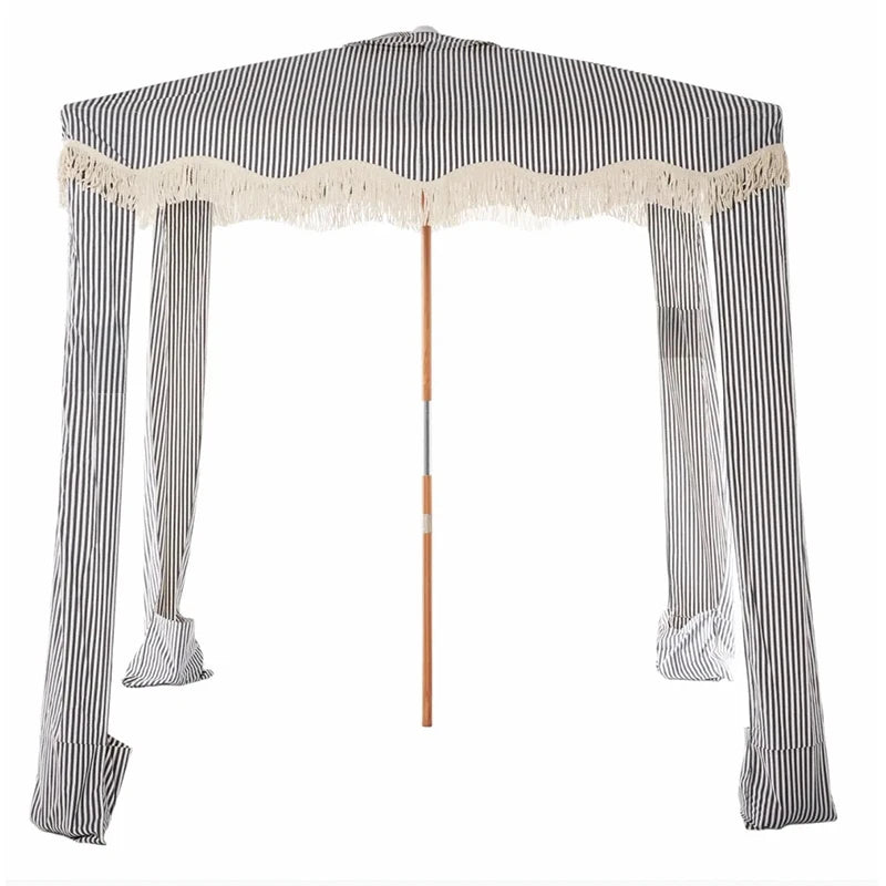 2023 New Design Four square Beach Cabana Beach Umbrella Tassels Tent Outdoor Sunshade Sea Camping