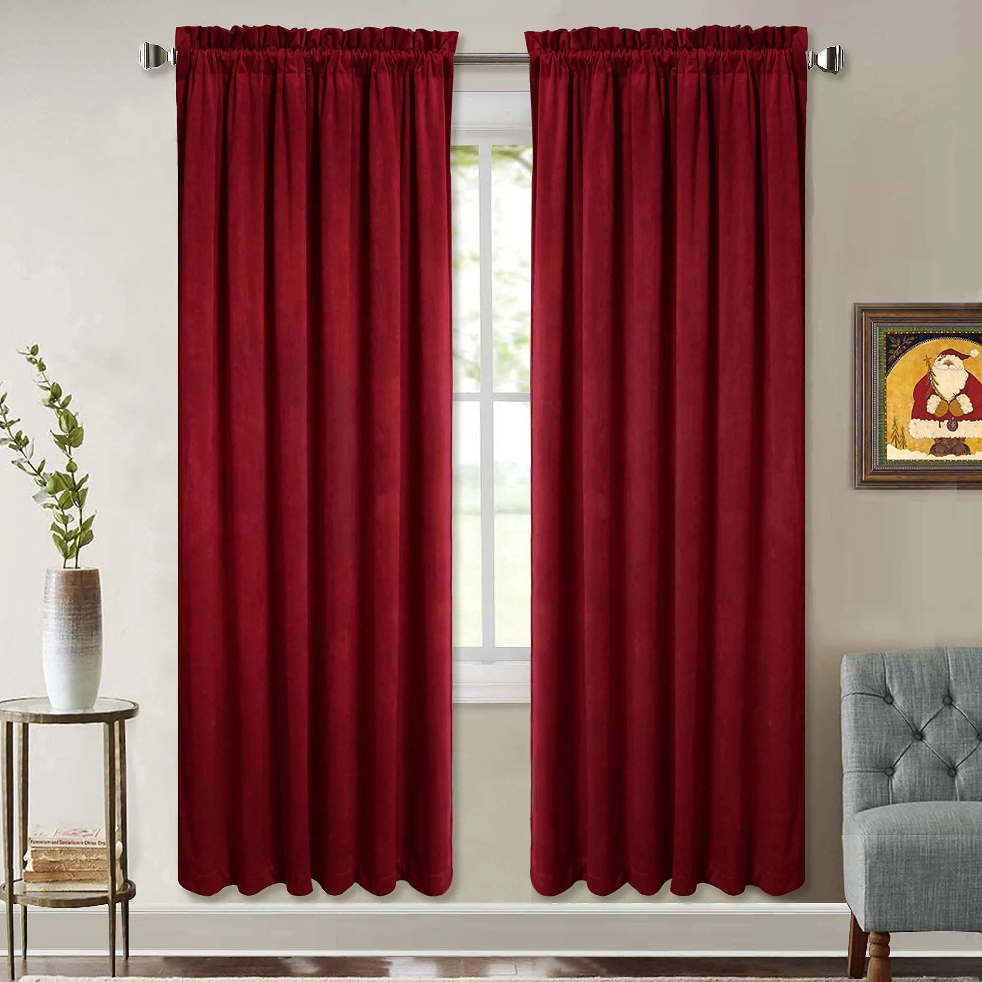 20 Years Factory High End Custom Heavy Fabric Hotel Luxury Red Velvet Blackout Rod Pocket Modern Curtains