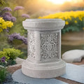 Resin Carved Decorative Column Statue Retro Relief Style Unique Design Hand-Painted Outdoor Garden Courtyard Holiday Gift